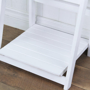44 Inch Distressed White Wood Four Tier Ladder Shelf Bookcase for Living Room