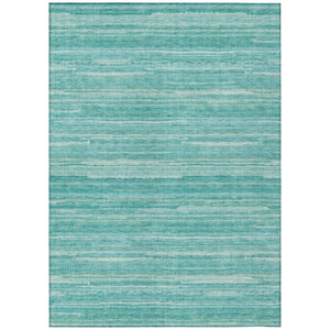 HomeRoots 8 X 10 Striped Aqua Teal Polyester Indoor Outdoor Rug Washable Pet Friendly 738670
