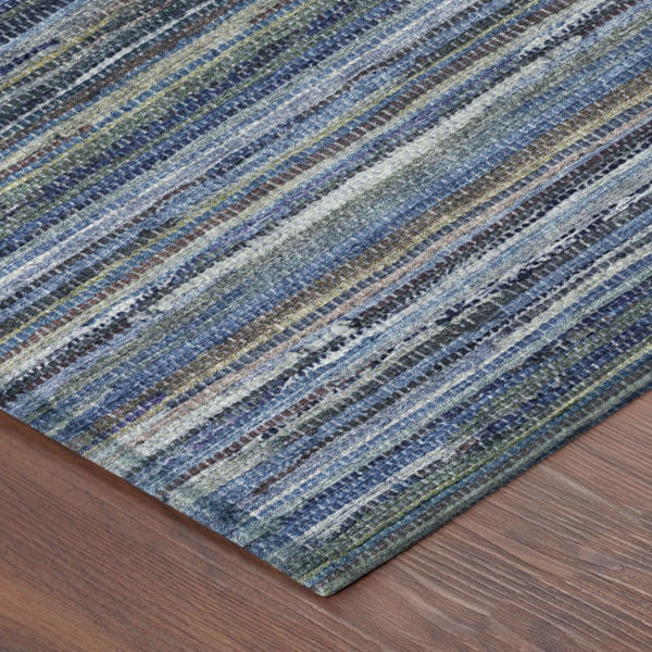 8 Ft Round Striped Polyester Area Rug for Indoor Outdoor High Traffic Spaces