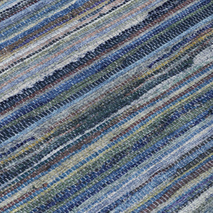 8 Ft Round Striped Polyester Area Rug for Indoor Outdoor High Traffic Spaces