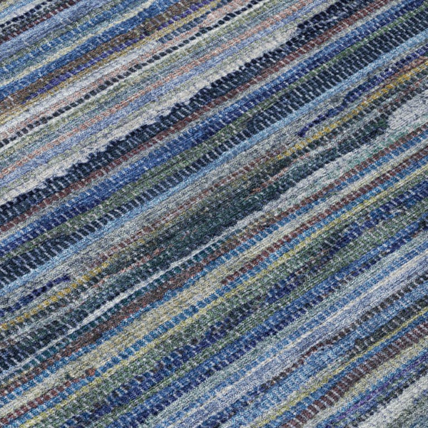 8 Ft Round Striped Polyester Area Rug for Indoor Outdoor High Traffic Spaces