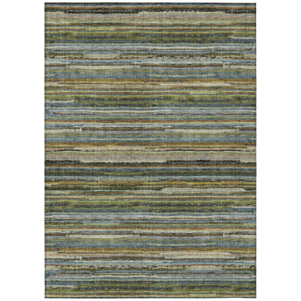 HomeRoots 8x10 Striped Polyester Area Rug Washable for Indoor Outdoor Patio Porch Use 738688