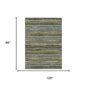 8x10 Striped Polyester Area Rug Washable for Indoor Outdoor Patio Porch Use