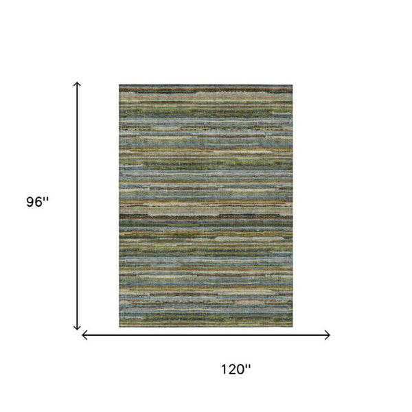 8x10 Striped Polyester Area Rug Washable for Indoor Outdoor Patio Porch Use