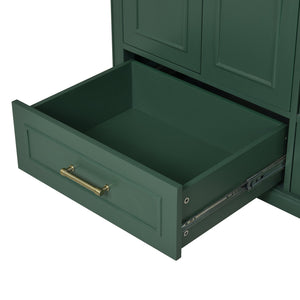 English Elm 36" Traditional Bathroom Vanity with Ceramic Sink, Solid Wood Cabinet, Soft-Close Doors & Drawers Green N729P251630F