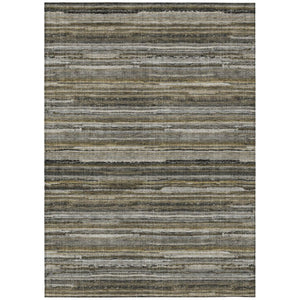 HomeRoots 8 X 10 Pewter Gray Stripe Polyester Area Rug Washable Stain Resistant Indoor Outdoor 738700