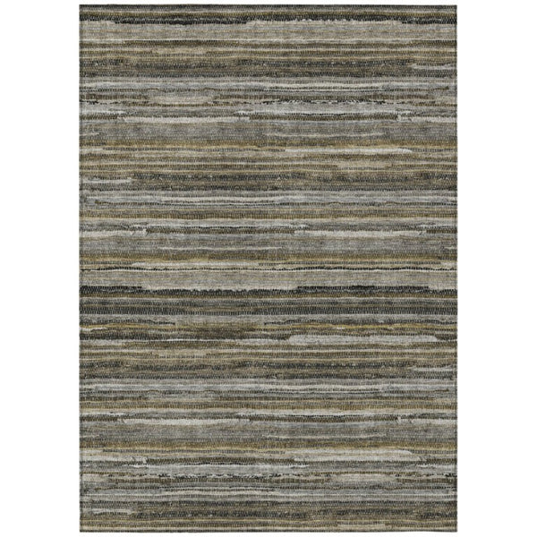 HomeRoots 8 X 10 Pewter Gray Stripe Polyester Area Rug Washable Stain Resistant Indoor Outdoor 738700