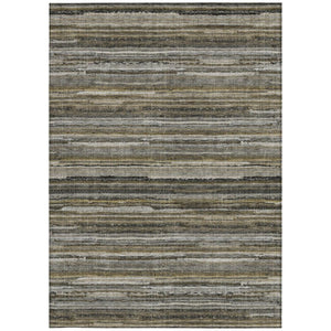 8 X 10 Pewter Gray Stripe Polyester Area Rug Washable Stain Resistant Indoor Outdoor
