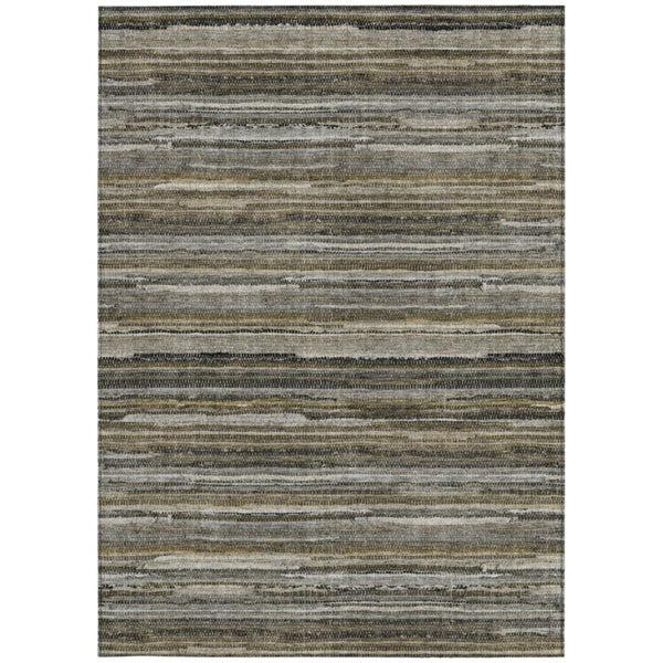 8 X 10 Pewter Gray Stripe Polyester Area Rug Washable Stain Resistant Indoor Outdoor