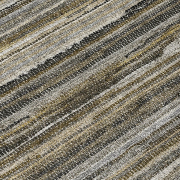 8 X 10 Pewter Gray Stripe Polyester Area Rug Washable Stain Resistant Indoor Outdoor