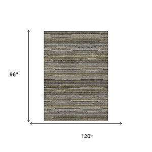 8 X 10 Pewter Gray Stripe Polyester Area Rug Washable Stain Resistant Indoor Outdoor