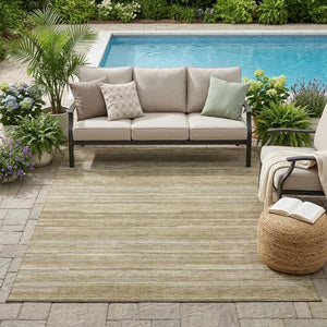 5x8 Washable Striped Polyester Area Rug for Indoor Outdoor Patios and Living Rooms