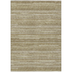 HomeRoots 8 X 10 Tan Brown Stripe Washable Polyester Area Rug for Patio Porch or Living Room 738706
