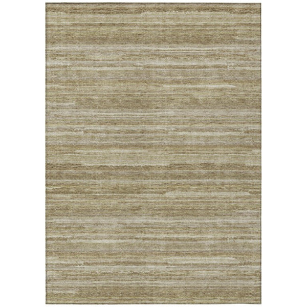 HomeRoots 8 X 10 Tan Brown Stripe Washable Polyester Area Rug for Patio Porch or Living Room 738706