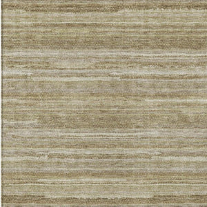 8 X 10 Tan Brown Stripe Washable Polyester Area Rug for Patio Porch or Living Room