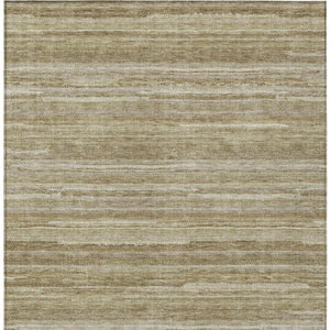 8 X 10 Tan Brown Stripe Washable Polyester Area Rug for Patio Porch or Living Room