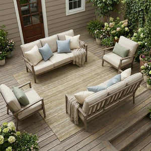 9 X 12 Washable Polyester Striped Area Rug for Indoor Outdoor Patios and Living Rooms