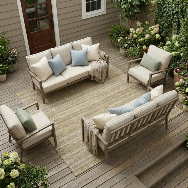 9 X 12 Washable Polyester Striped Area Rug for Indoor Outdoor Patios and Living Rooms