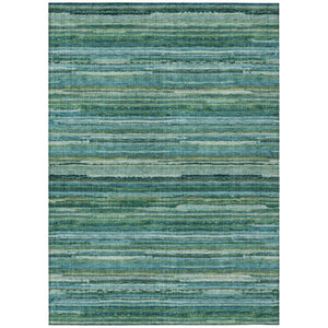 HomeRoots 5 X 8 Teal Stripe Polyester Area Rug Washable for Indoor Outdoor Living Spaces 738710