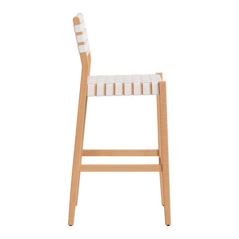 HomeRoots 30 Inch Solid Wood Outdoor Bar Chair with Low Back for Patio and Backyard Entertaining White 738725