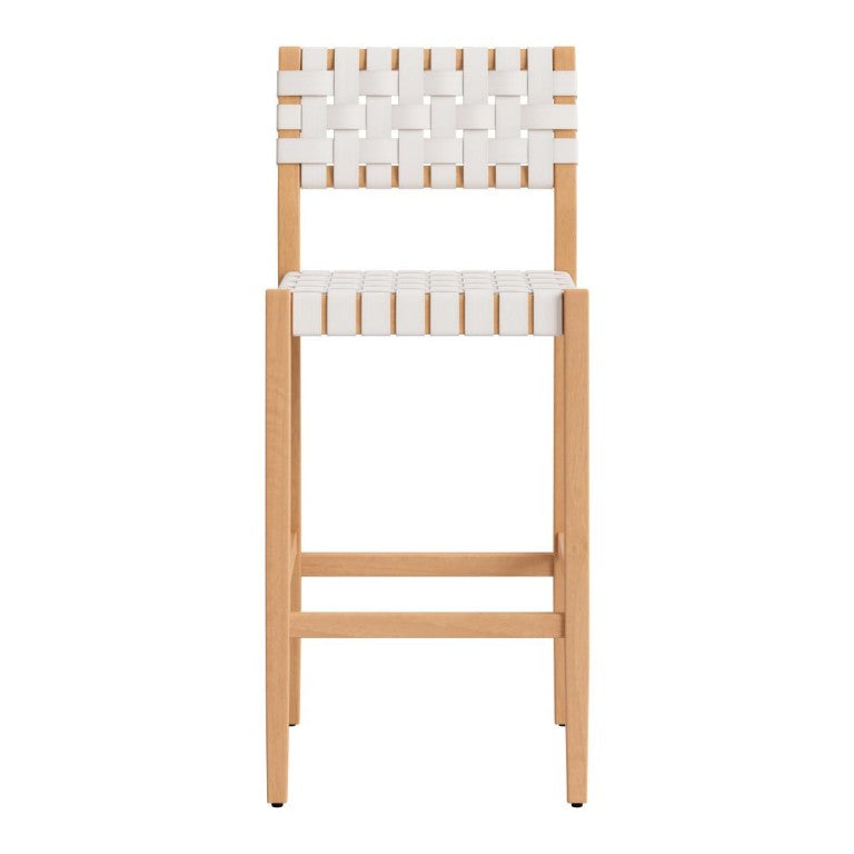 HomeRoots 30 Inch Solid Wood Outdoor Bar Chair with Low Back for Patio and Backyard Entertaining White 738725