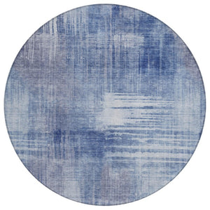 HomeRoots 8 Foot Round Abstract Polyester Area Rug Washable Indoor Outdoor Blue Lilac 738728