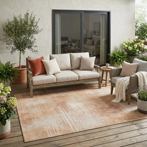 5 X 8 Abstract Copper Orange Polyester Indoor Outdoor Rug Washable Stain Resistant