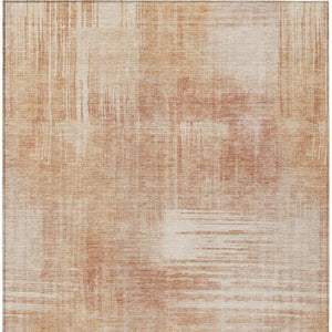 5 X 8 Abstract Copper Orange Polyester Indoor Outdoor Rug Washable Stain Resistant