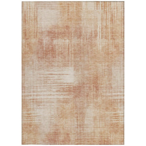 5 X 8 Abstract Copper Orange Polyester Indoor Outdoor Rug Washable Stain Resistant