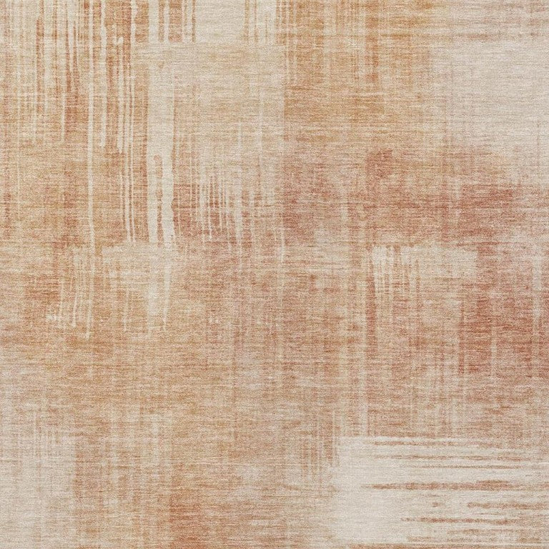 HomeRoots 10 X 14 Abstract Copper Orange Washable Polyester Rug for Patio Living Room Use 738737