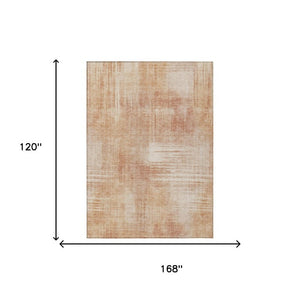 10 X 14 Abstract Copper Orange Washable Polyester Rug for Patio Living Room Use
