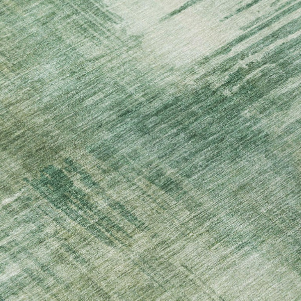 5 X 8 Abstract Fern Green Washable Polyester Rug for Indoor Outdoor Spaces