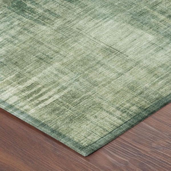 8x10 Abstract Fern Green Washable Polyester Rug for Patio Porch or Living Room