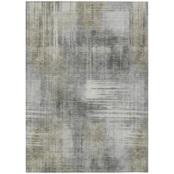 HomeRoots 5 X 8 Abstract Pewter Gray Polyester Area Rug Stain Resistant for Indoor Outdoor 738751