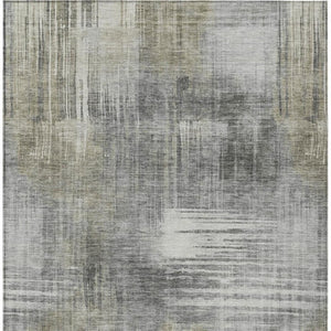 5 X 8 Abstract Pewter Gray Polyester Area Rug Stain Resistant for Indoor Outdoor