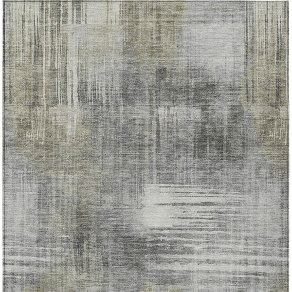 5 X 8 Abstract Pewter Gray Polyester Area Rug Stain Resistant for Indoor Outdoor