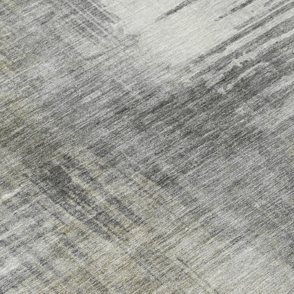 5 X 8 Abstract Pewter Gray Polyester Area Rug Stain Resistant for Indoor Outdoor