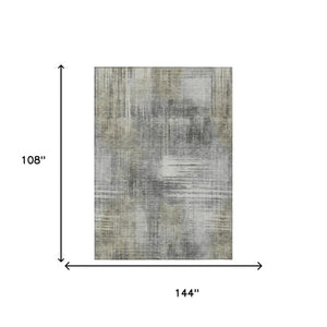 9x12 Abstract Pewter Gray Polyester Area Rug Washable Stain Resistant Indoor Outdoor Use