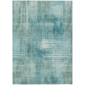 HomeRoots 8 X 10 Teal Abstract Polyester Area Rug Stain Resistant for Indoor Outdoor Use 738759