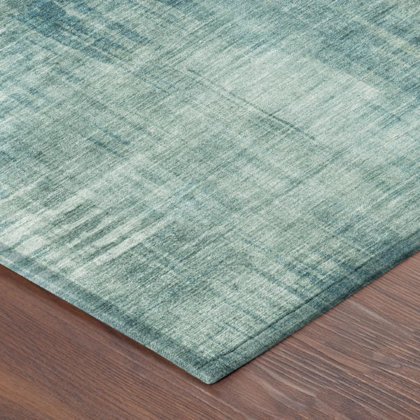 8 X 10 Teal Abstract Polyester Area Rug Stain Resistant for Indoor Outdoor Use