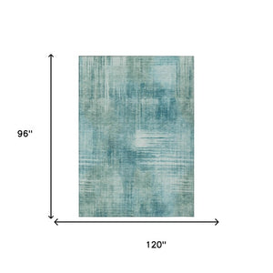 8 X 10 Teal Abstract Polyester Area Rug Stain Resistant for Indoor Outdoor Use