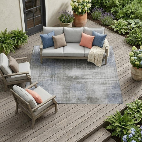 10 X 14 Abstract Taupe Brown Polyester Area Rug Washable for Patio or Living Room