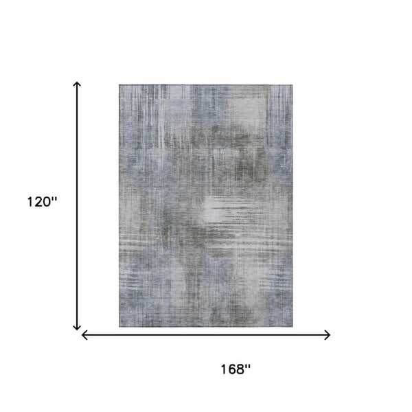 10 X 14 Abstract Taupe Brown Polyester Area Rug Washable for Patio or Living Room