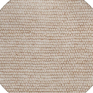 8 Ft Round Striped Polyester Area Rug Washable Stain Resistant Indoor Outdoor Beige