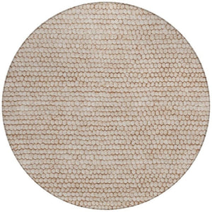 8 Ft Round Striped Polyester Area Rug Washable Stain Resistant Indoor Outdoor Beige