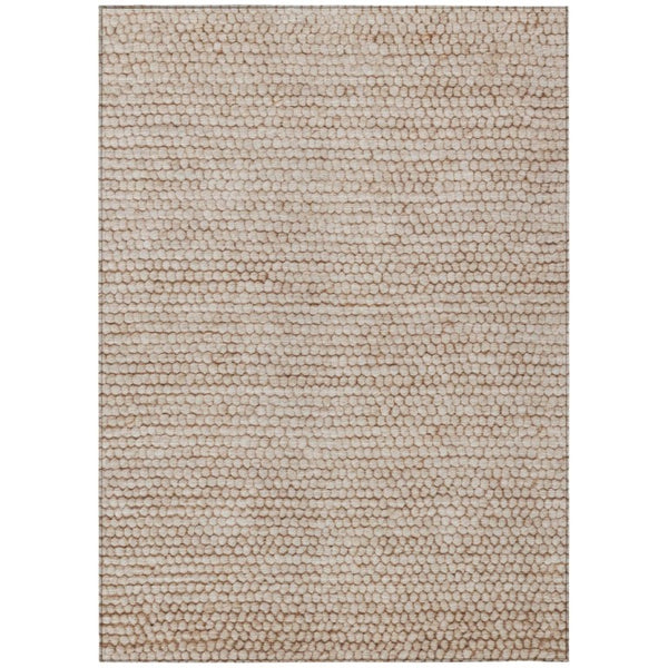 HomeRoots 8x10 Beige Brown Stripe Polyester Area Rug Washable Stain Resistant Patio Porch 738771