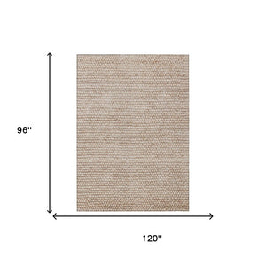 8x10 Beige Brown Stripe Polyester Area Rug Washable Stain Resistant Patio Porch