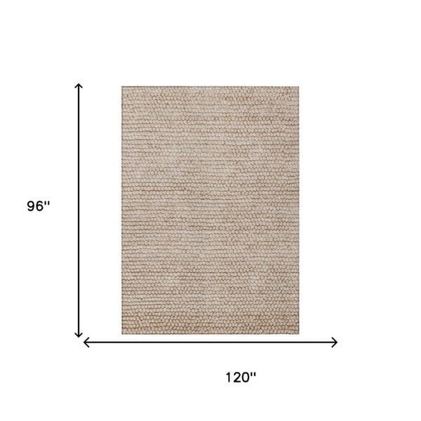 8x10 Beige Brown Stripe Polyester Area Rug Washable Stain Resistant Patio Porch