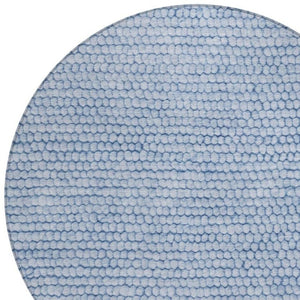 8 Foot Round Striped Polyester Area Rug Washable Blue Tones for Indoor Outdoor Use