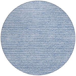 8 Foot Round Striped Polyester Area Rug Washable Blue Tones for Indoor Outdoor Use